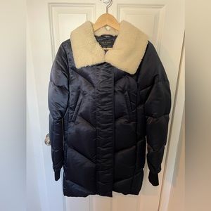 Rag & Bone Satin Puffer Coat with Sherpa Collar